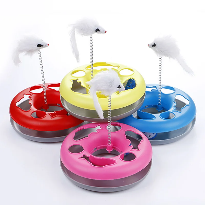 

Hot Mouse Spring Cat Toy Single Layer Amusement Plate Cats Training Turntable Interactive Toys Pet Supplies LFD
