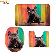 HUGSIDEA Санузел нескользящие носки-тапочки ковры Cute 3D Собака Французский бульдог/Бостон терьер узор wc коврики мягкие 3 шт. комплект надувные матрасы