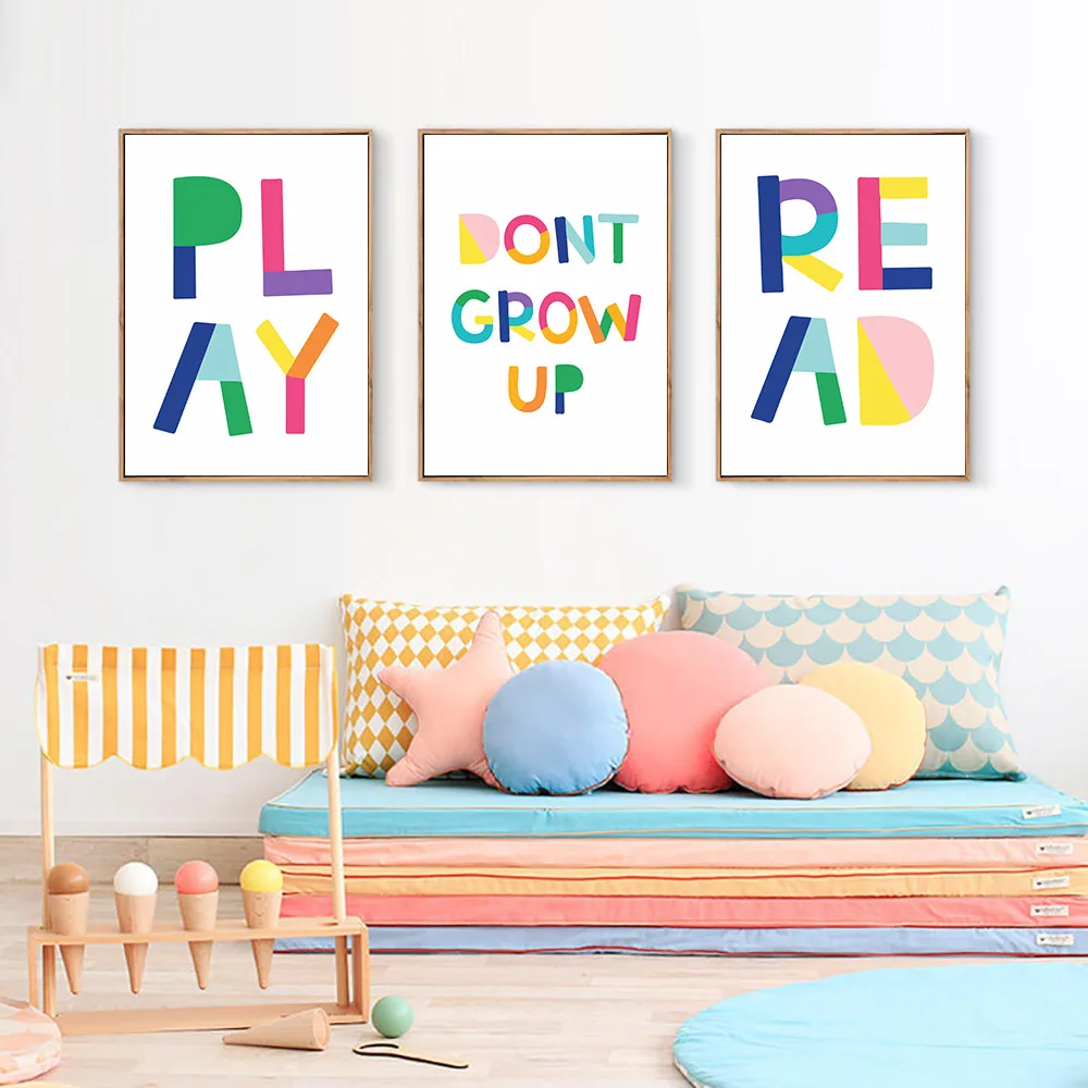 Watercolor Canvas Painting Cartoon Poster Nursery Posters And Prints Kids Room Painting Quotes Wall Canvas Children Unframed