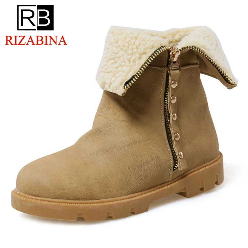 RIZABINA/4 вида цветов размеры 34-43 женские ботинки на плоской подошве теплые зимние