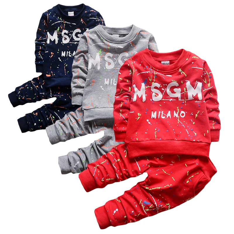 

New Boys Clothing Set Spring and Autumn Children's Suit Letters Long Sleeve T-Shirt + Pants 2 Piece Sports Set Girls Clothes