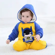 Синий Детский комбинезон с Бэтменом, костюм, зимняя фланелевая одежда с капюшоном для малышей, одежда комбинезон для младенца, одежда для сна для малышей