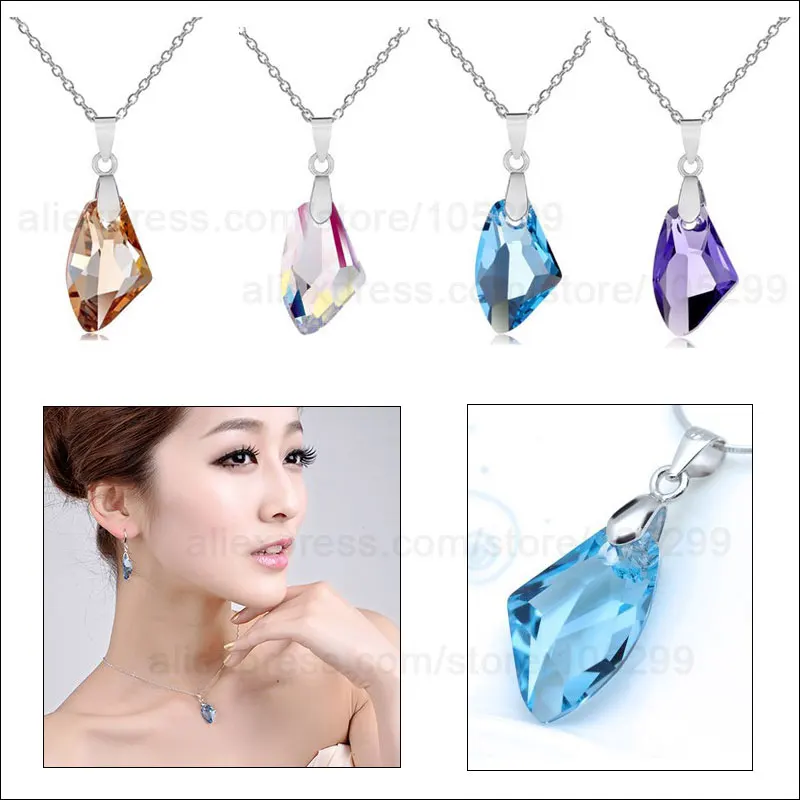 Женское ожерелье из серебра 925 пробы с австрийскими кристаллами|925 sterling silver