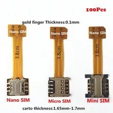 100Pcs/lot Hybrid Double Dual SIM Micro SD Adapter for Android Extender 2 Nano Micro SIM Adapter for XIAOMI REDMI Samsung