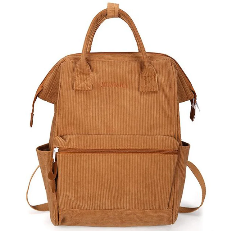 

Corduroy Solid Color Backpack Sen Simple Simple Wild College Student Bag Leisure Travel Bag