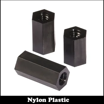 

M3 M3*6 M3x6 M3*8 M3x8 Black Double Nut Nylon Plastic Female To Female PCB Stud Hex Hexagon Pillar Spacer Standoff Stand Off