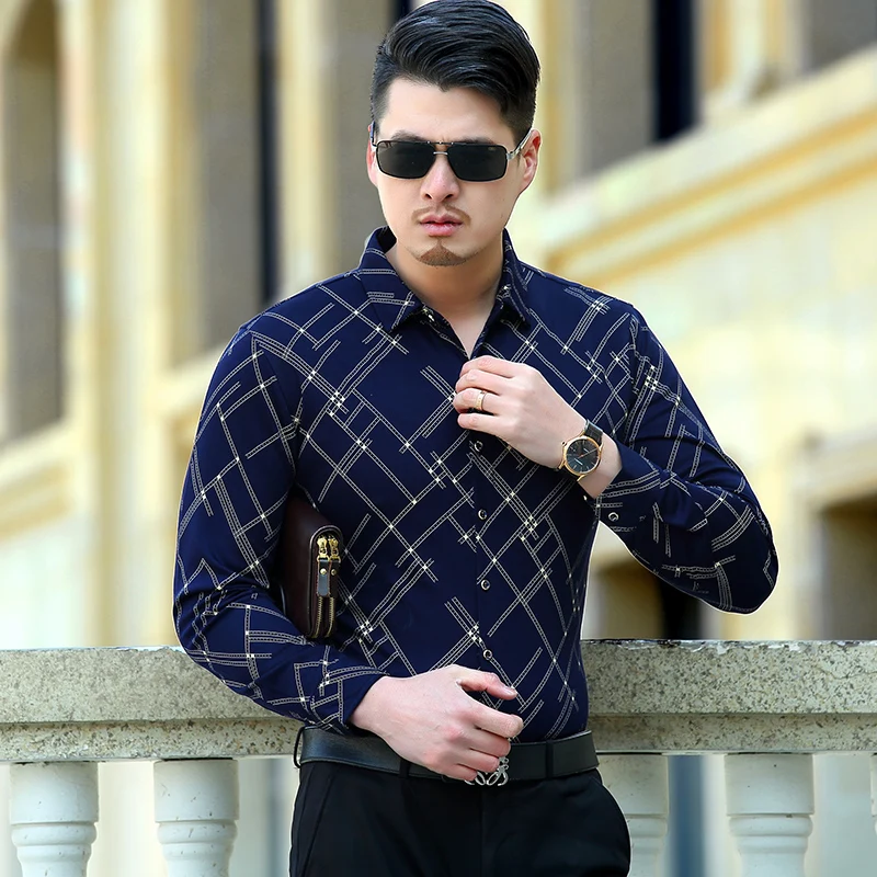 2016 Mens autumn & spring business casual dress shirt long sleeves ...