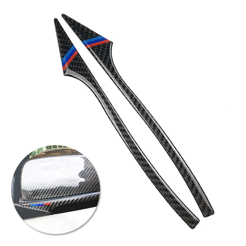 

2x Car Styling Carbon Fiber Rearview Mirror Anti Collision Strip Rear View Anti-Rub Bumper Sticker Trim for BMW E60 F01 F07 F10