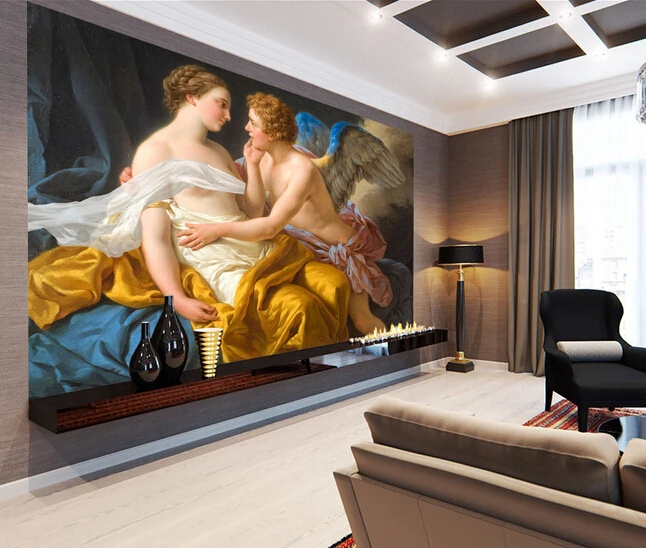 

Custom retro wallpaper, psyche and Eros Angel painting for the living room bedroom TV background wall waterproof papel de parede