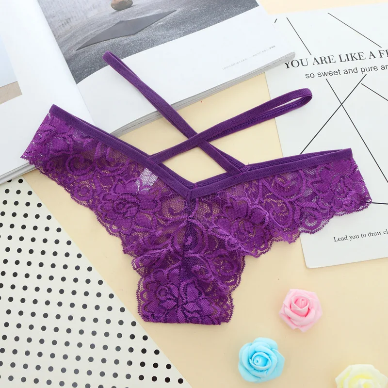 1 PCS Sexy Women G-strings Thongs Lace Floral Panties Seamless Underwear Panties Female Spring Summer Briefs (9)