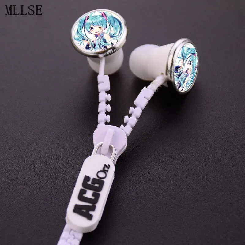MLLSE Anime Hatsune Miku Snow Zipper Earphone AUX Wired Stereo In ear Earbuds Earphones Music ...
