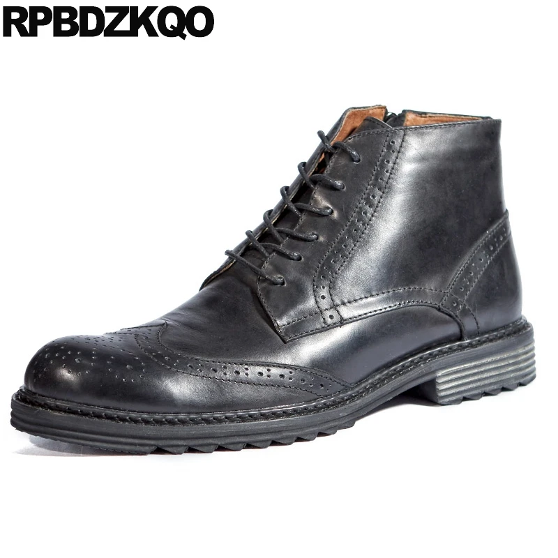

Black Formal High Top Wingtip Chunky Full Grain Party Brogue Mens Zipper Dress Boots Shoes Oxford Fur Booties Winter Business