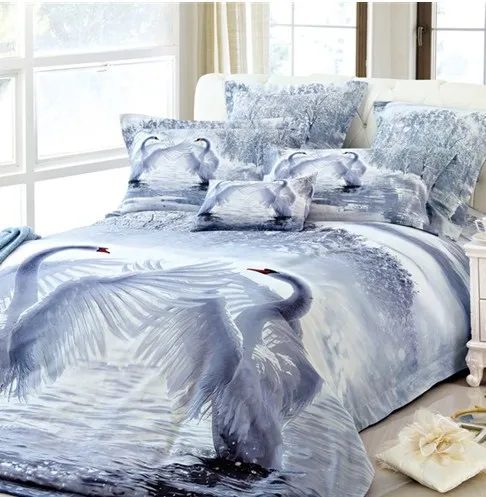 3D Korean Swan silver grey gray bedding set queen size 3D Korean Swan silver grey gray bedding set queen size