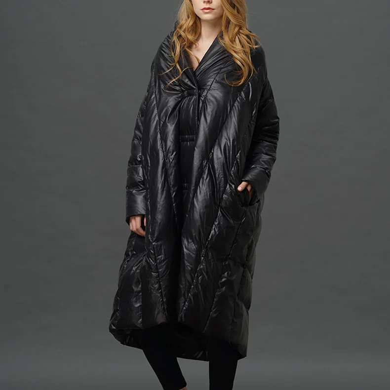 S-4XL, плюс размер, 90% утиный пух, пальто, модный бренд, высокий воротник, плащ, стиль, длинный пуховик, женский большой размер, толстое теплое пальто wj1305