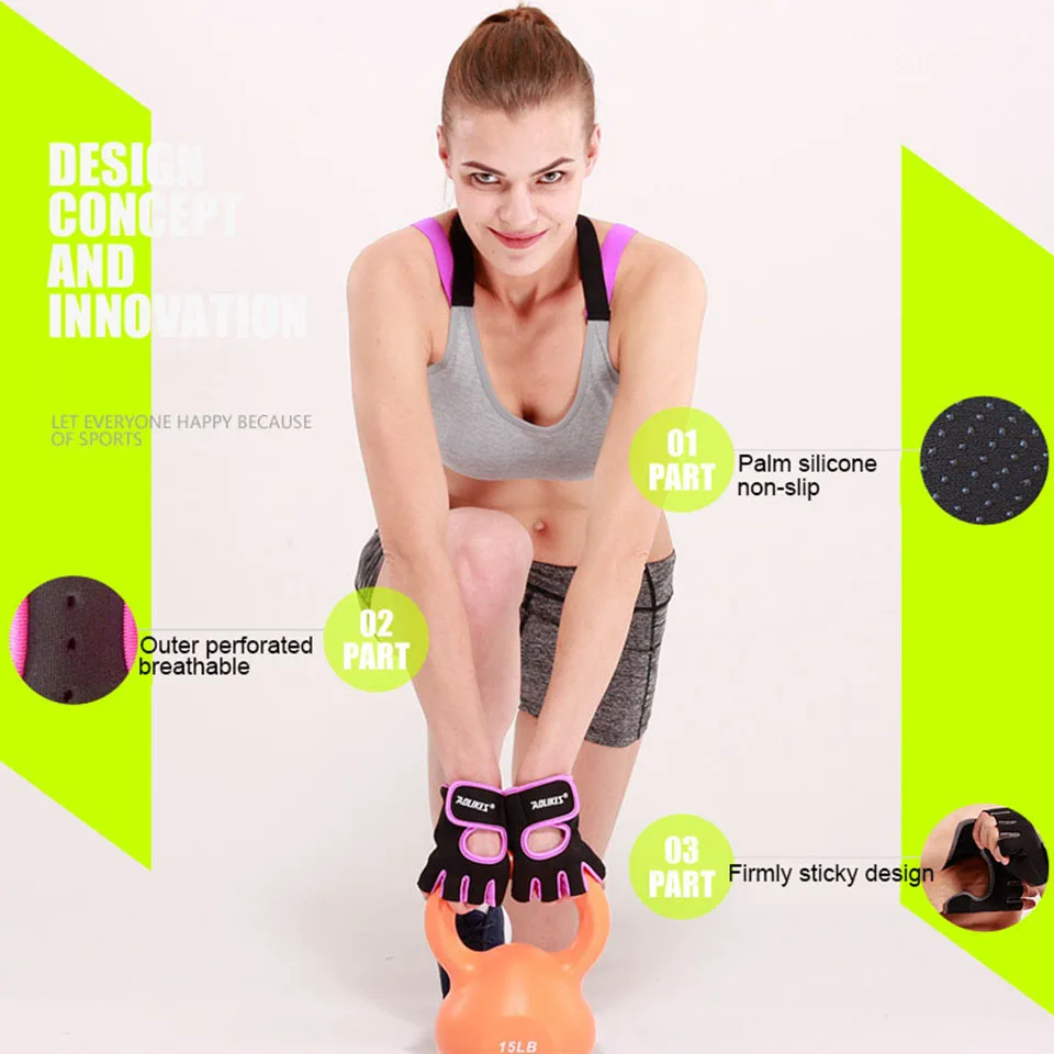 1 Pair Gym Sport Body Building Training Weightlifting Crossfit Gloves For Men Women Fitness Gloves Dumbbells Gym Gloves