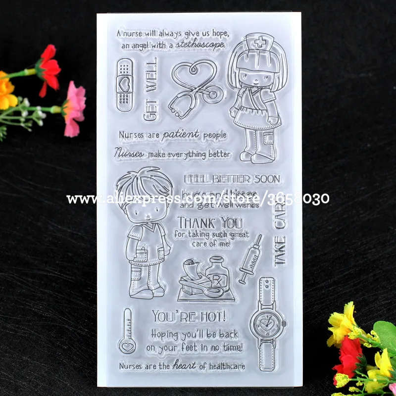 

Nurse make everything better TAKE CARE Scrapbook DIY photo cards rubber stamp clear stamp transparent stamp 10x20cm 8072371