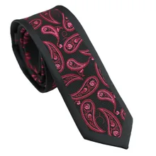 Галстуки Coachella черные с красным Пейсли Окаймленный дизайн шейный платок из микрофибры обтягивающий галстук 6 см