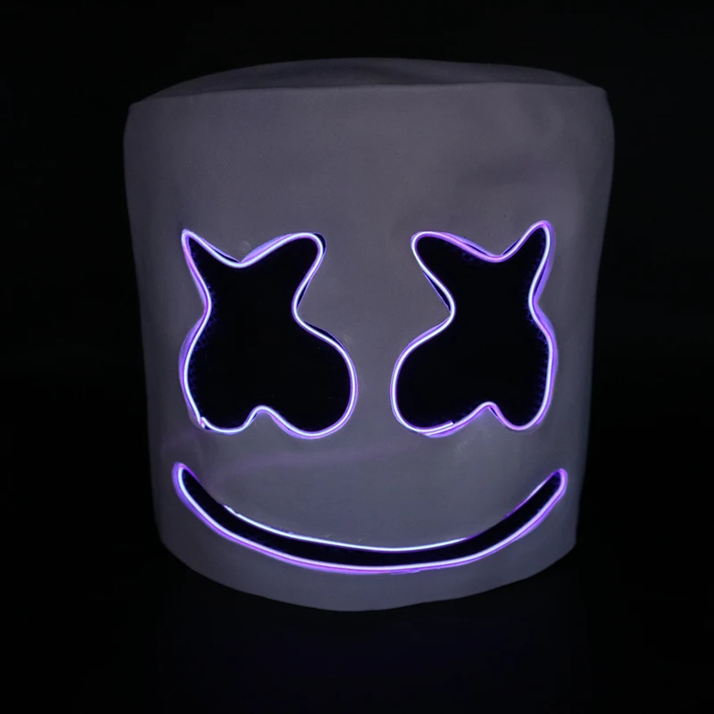 Маска диджея Зефирное лицо маски с подсветкой DJ marshmello шлемы косплей для хеллоуина и карнавала опора для marshmello праздничные Вечерние