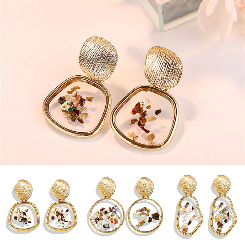 

Korean Earrings For Women Shell Acrylic Geometric Resin Round Drop Dangle Earring Brincos Statement Fashion Jewelry