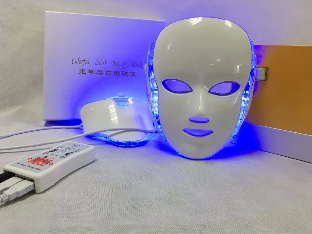 Home Use Beauty SPA 7 Color Lights Facial Mask With Neck Attachmentin