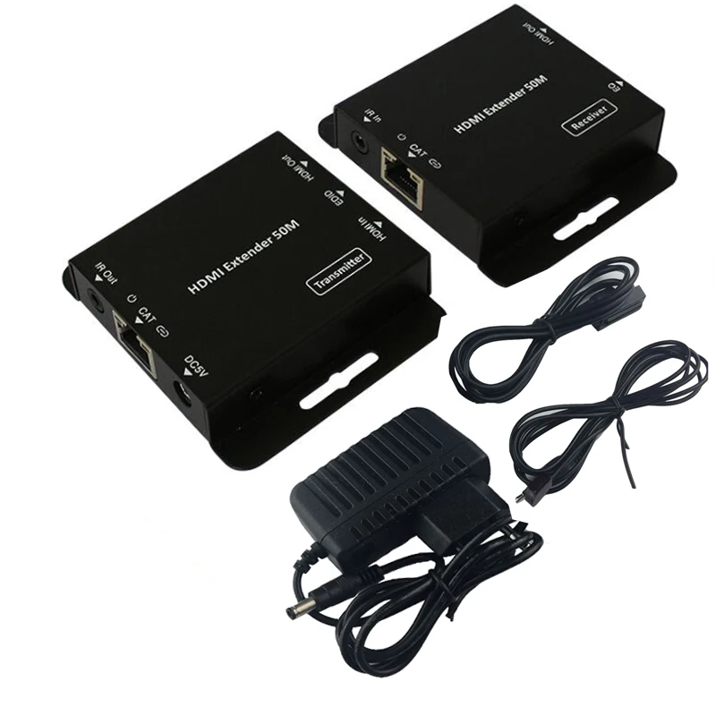 

HDmatters HDMI extender by cat5e/6 cable up to 50M for PS4 HDTV PC laptop with power adapter