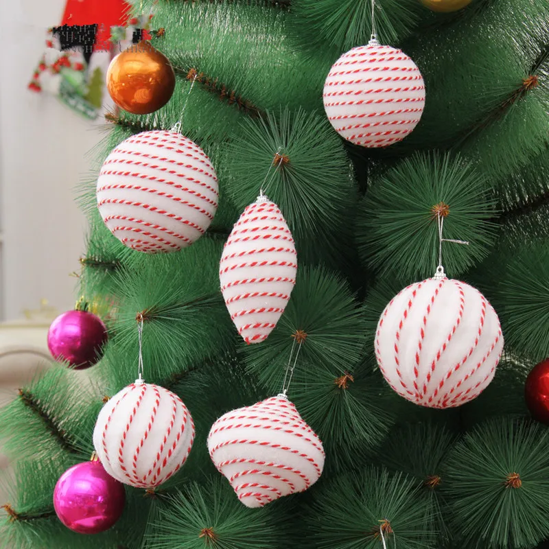 

White Christmas balls Christmas tree ornaments 8cm plush red string Korean version 10cm high-grade Christmas balls 20g