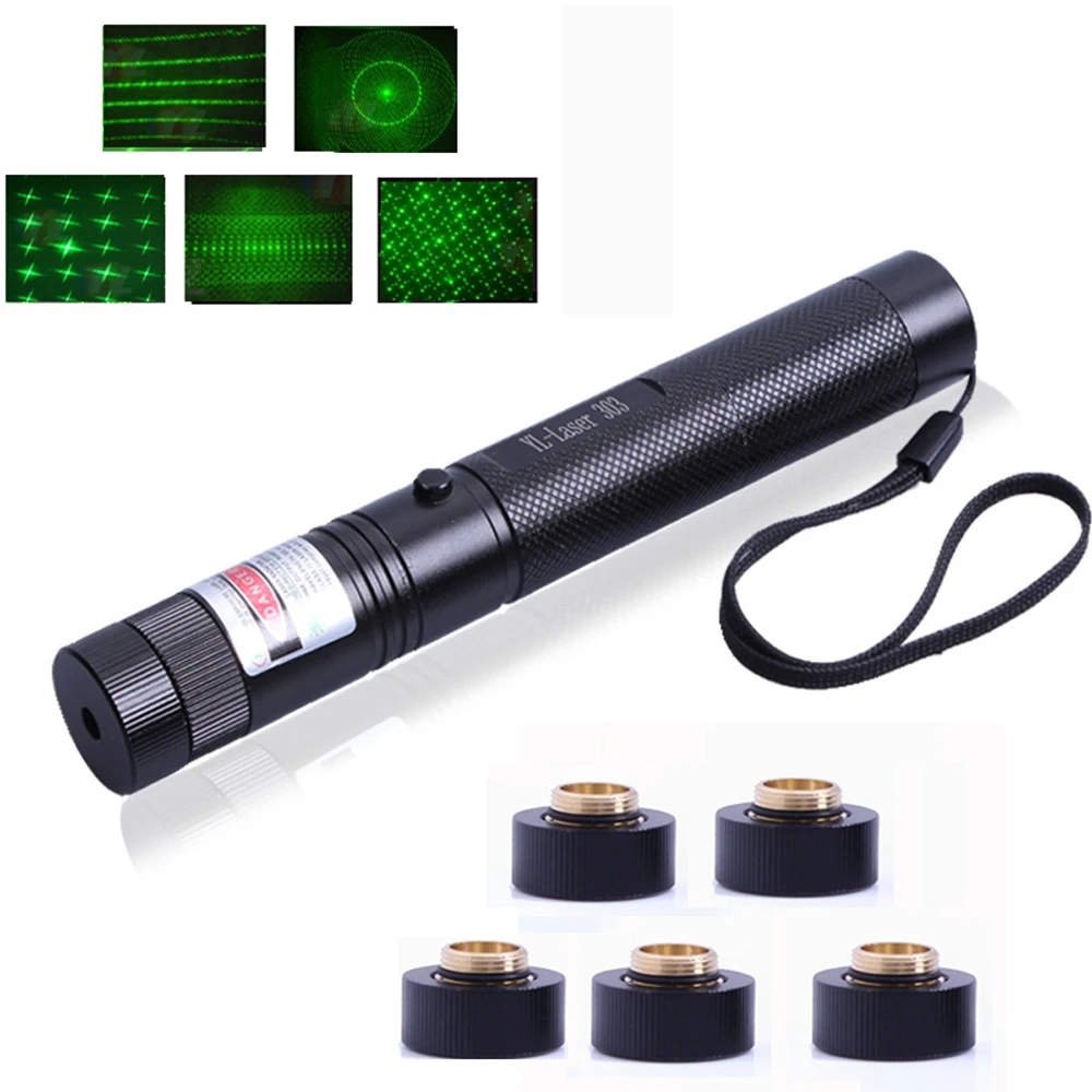 532nm Green Laser Pointer Pen Teaching-aid Laser Tool w/ 5 Star Cap Charger 