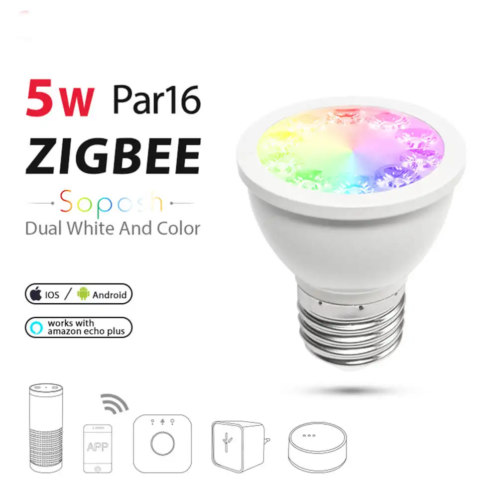 

Zigbee dual white RGBW bulb spotlight 5W dimmer E27 led bulb AC100-240V smart app zll light for osram Alexa Echo Plus light