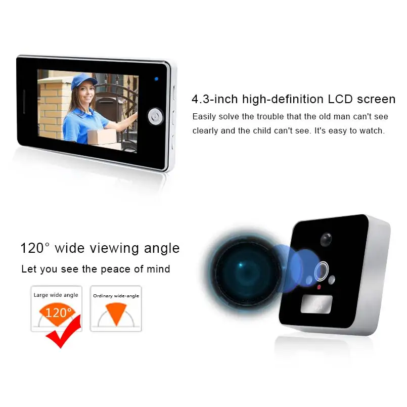 Saful новейший 4,3 ''ЖК-экран монитор глазок камера Дверной просмотр 32 Мелодии дверной камеры цифровой видео дверной звонок для умного дома