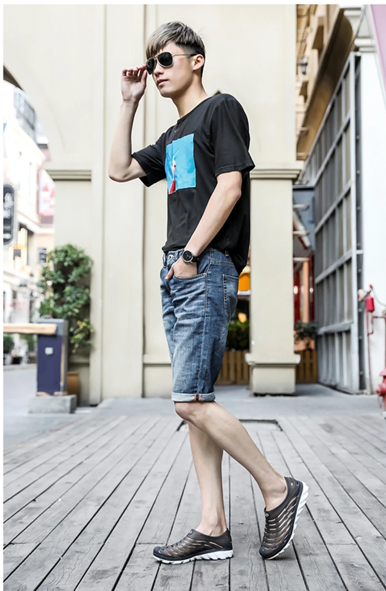 Big Size 40-45 Croc Men Black Garden Street Style Trending Aqua Clogs Hot Band Sandalias Summer Slides Beach Shoes (12)