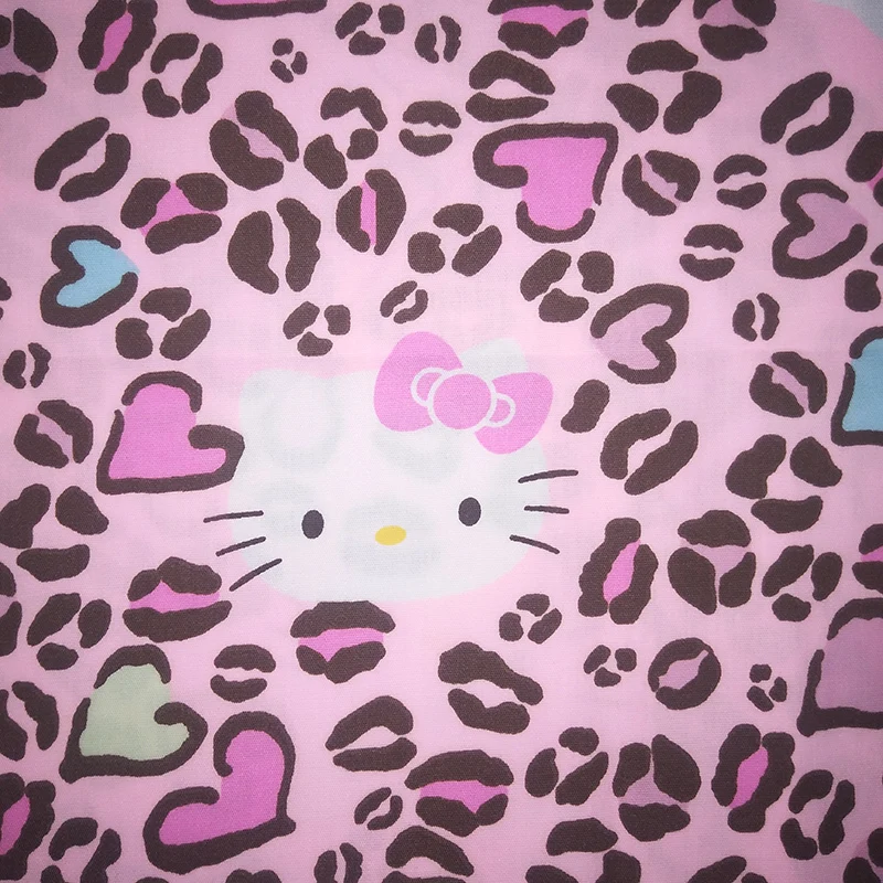 140*50 см 1 шт. hello kitty ткань хлопок ткань леопардовые пятна сердце Kitty печатная ткань шитье лоскутное DIY одежда для малышей