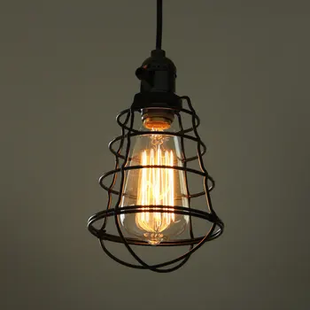 

New Antique Brass Retro Guard Wire Cafe Loft Droplight Fixture Iron Cage Pendant Light Hanging Fitting Metal Frame Lamp Holder