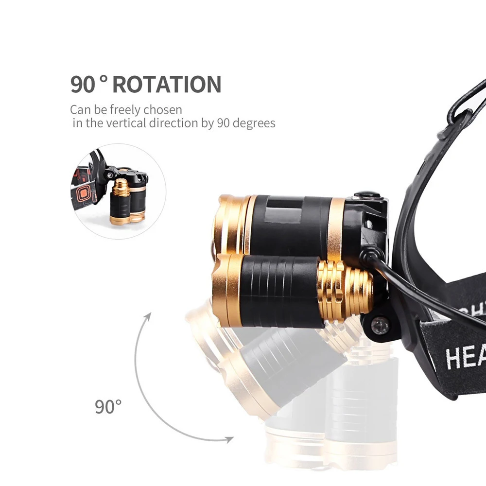 YWXLight 30W LED Headlamp Waterproof Helmet Light for Camping Hiking Outdoor Sports