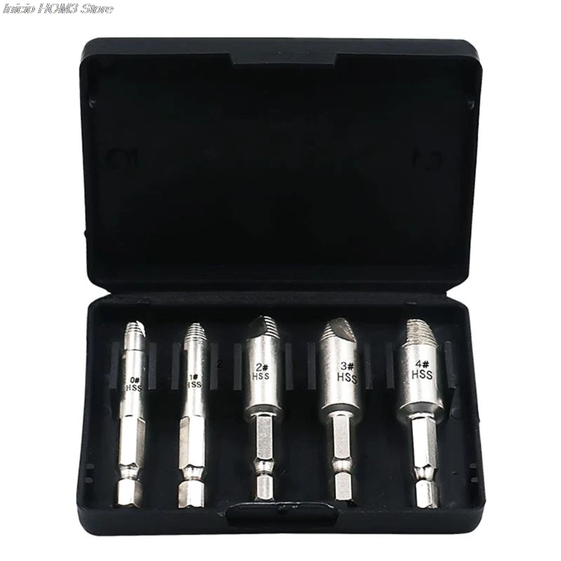 

5 Pcs Premium Stripped Screw Extractor Set Remover Kit Broken Screw Hss Using Bolt Extractor Set