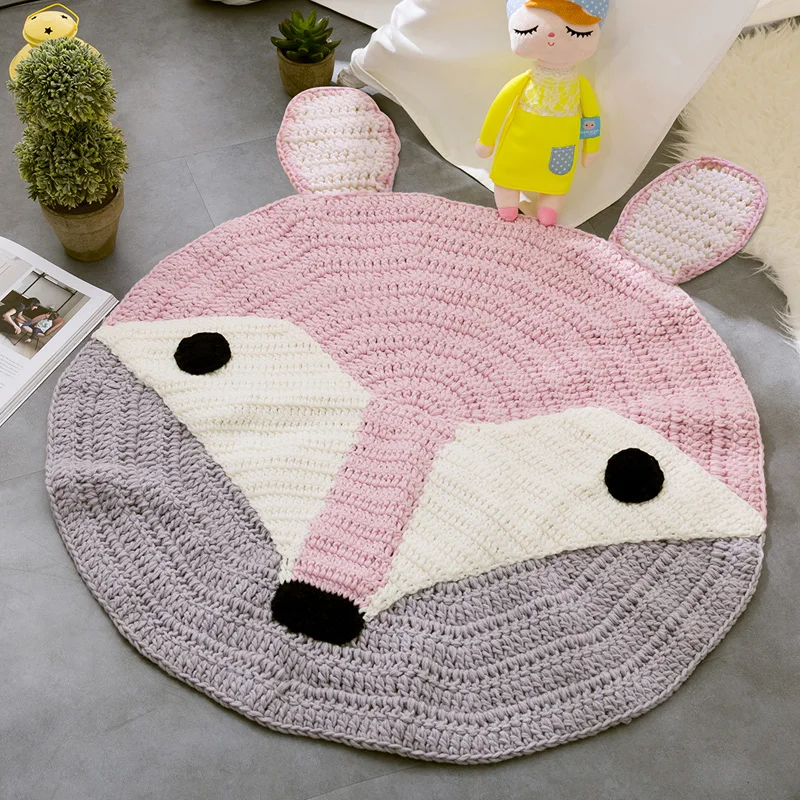 Круглые маты ручной работы с животными, детские коврики для гостиной, дверной коврик в спальню, коврик для ползания, ковры для детской комнаты, Мультяшные игровые ковры Tapis