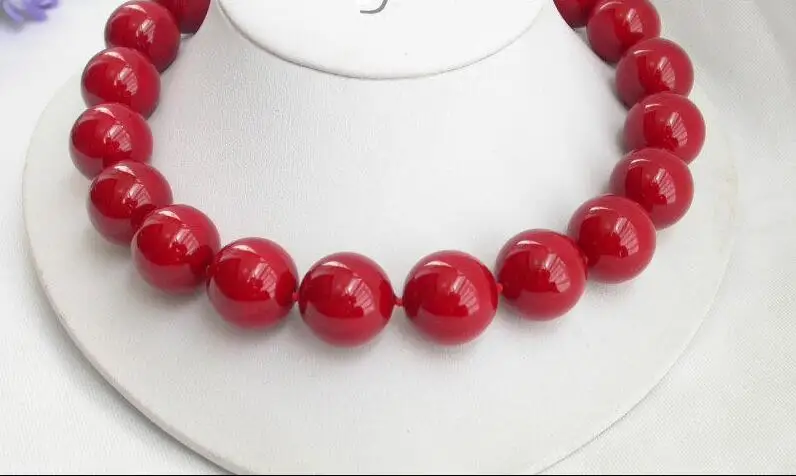Продажа 20 мм 100% круглый красный Южное море ракушка жемчуг ожерелье|pearl necklace|shell