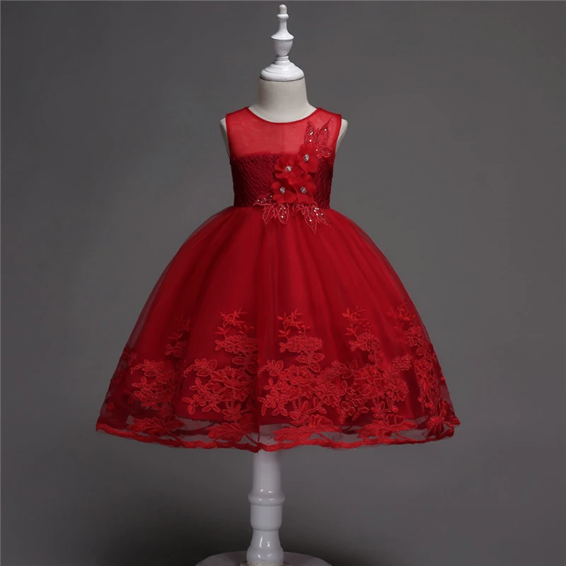 

Flower Girls Dress Lace Wedding Dance Dress 2018 Summer Princess Girls Costume Party Dresses Children Girls Clothes 2 7years