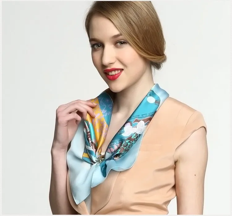 

Special Offer Elegant Pure Plain Silk Scarf Stylish Printing Square Scarves 21 inch
