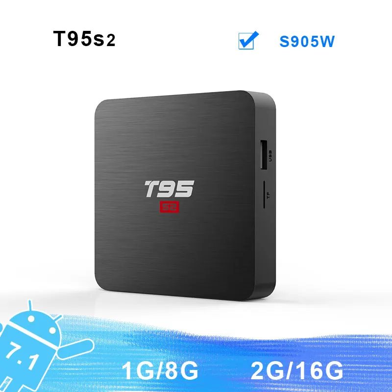 

New T95 S2 TV BOX Android 7.1 OS Smart TV Box 2GB 16GB Amlogic S905W Quad Core 2.4GHz WiFi Set top box T95S2 PK T95Q plus