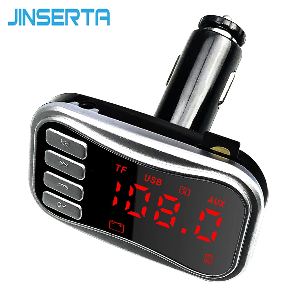 

JINSERTA Hands Free Kit Car Bluetooth FM Transmitter AUX Auto FM Modulator Car MP3 Audio Adapter Player TF U Disk 2 USB Charger