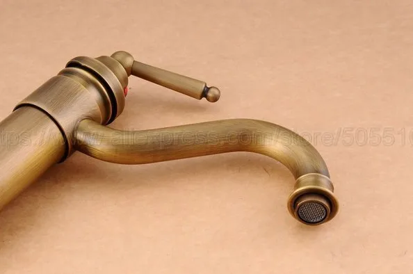 Single Handle Mixer Tap Bathroom & Kitchen Sink Water Faucet Antique Brass Rotable Basin Faucet Taps znf007