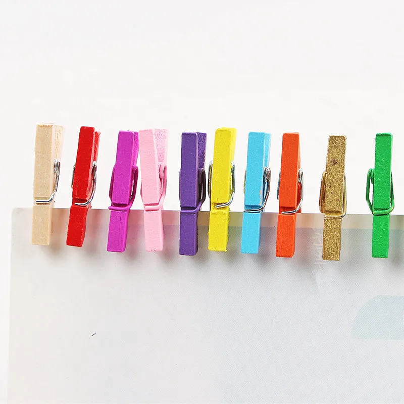 

50Pcs Cute 2.5CM Mini Wooden Clips Color Party Decoration DIY Craft Arts Pegs Lovely Small Spring Clamps Memo Paper Photo Clips