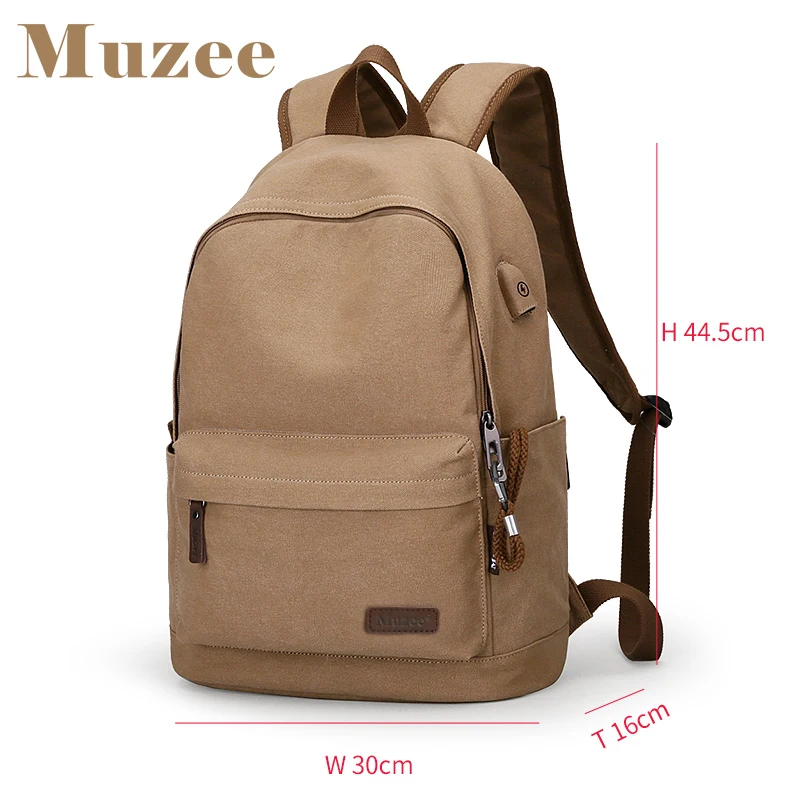 Muzee холщовый рюкзак, Противоугонный школьный рюкзак для студентов колледжа, рюкзак с usb зарядкой, дизайнерские сумки для подростков, рюкзак для путешествий