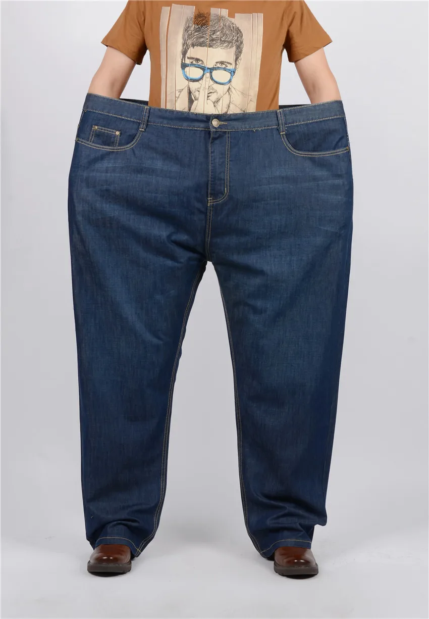 

Large big plus size 32-52 jeans men blue business pants male trousers clothes the Summer thin