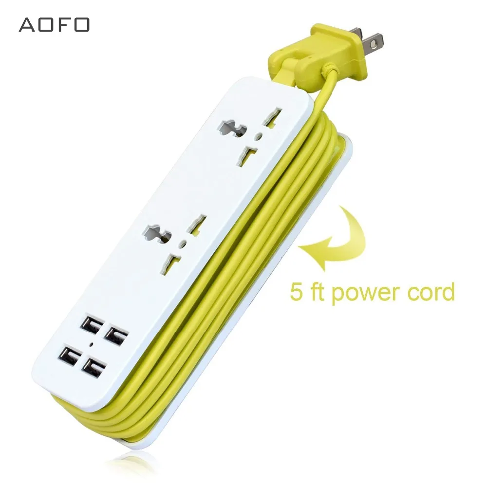 Travel Power Strip Surge Protector with 2 Outlets 4 USB Output 5V 4.2A Output Power Strip with USB Portable Travel Charger 