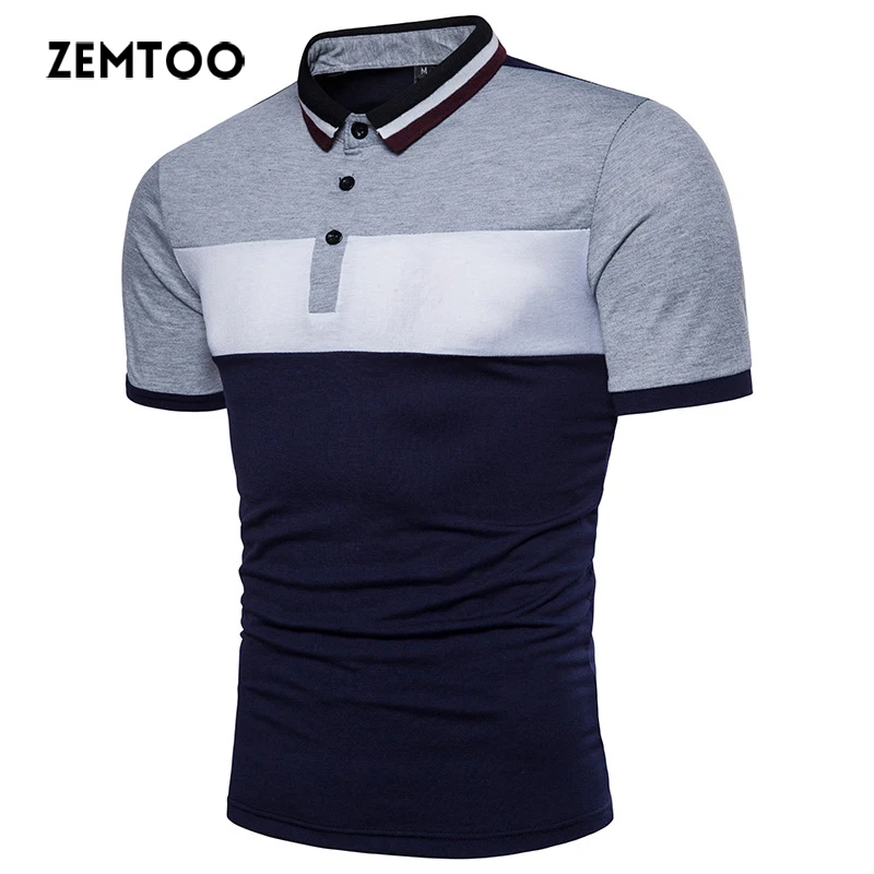 zemto Mens Polo Shirts With Short Sleeve Tri color Stitching Fashion ...