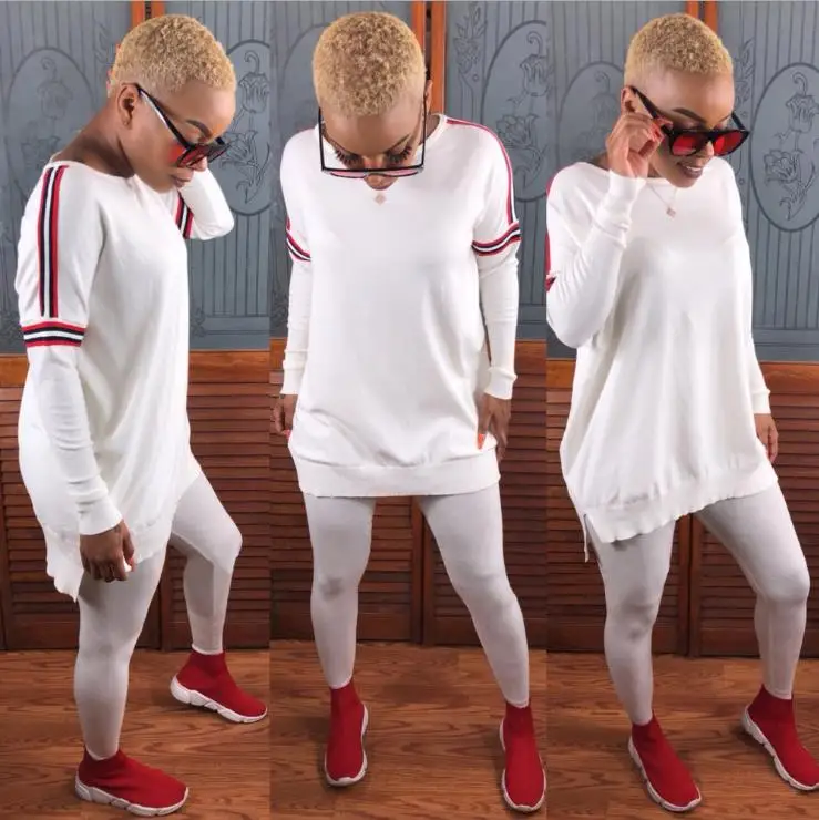 

2018 autumn and winter new style,fashionable ribbon stitching loose jacket and tight trousers two sets
