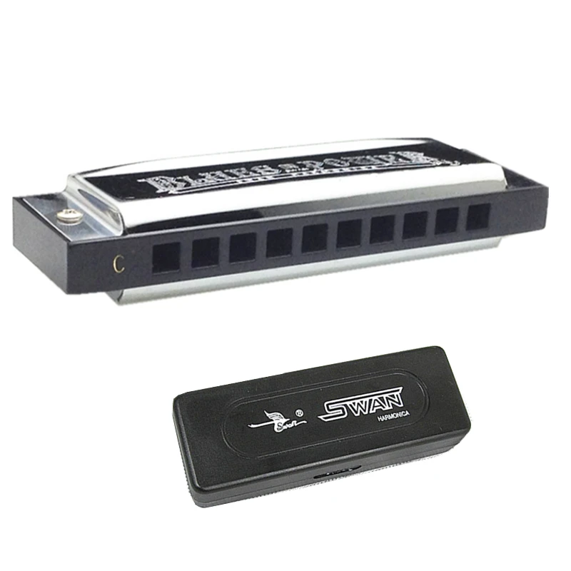 Swan Harmonica 10 holes 20 tones blues Harp C key mouth organ gaita