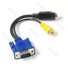 VGA штекер для ТВ S-Video RCA AV конвертер кабель адаптер