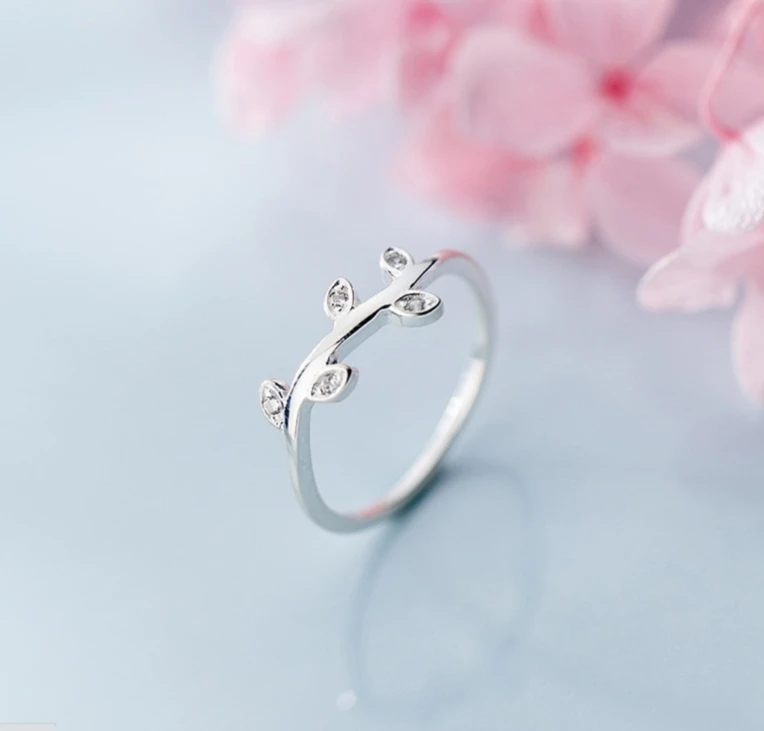 

925 Sterling Silver Branch Leaves Nature Knuckle Pinkie Thumb Ring A3518